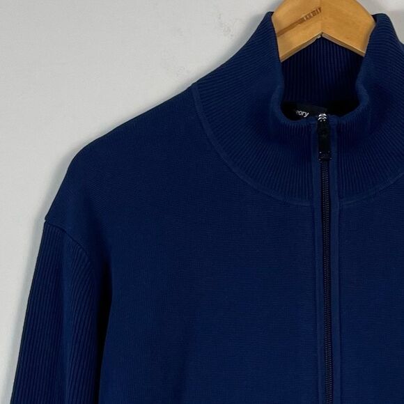 Theory Walton Oragnic Cotton Full Zip ribbed Sweater Size XL NEW Navy - Picture 7 of 15